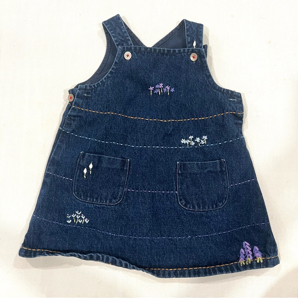 GAP Kids Denim Dress with Floral Embroidery